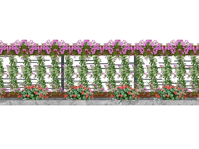 Decorative Vertical Garden Fence With Purple Flowers And Green Vines 3d model
