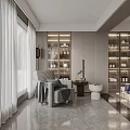 Modern Luxury Foyer Hallway With Spiral Staircase Marble Flooring And Wooden Cabinets