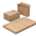 Household Cardboard Boxes For Storage Stacked Open And Flat With Tape 3d model