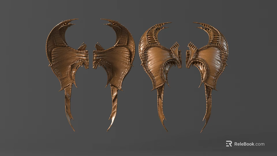 Brass Wing Shaped Wall Decor With Artistic Feather Like Sculptural Design 3d model 