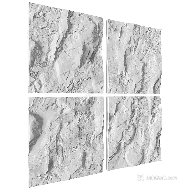 White Rock Texture Background Wall Panels with Natural Stone Finish for Interior Decoration 3d model 