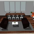 Office Lounge Area Featuring Blue Sofas White Coffee Table Green Plants In Open Office