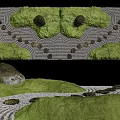 Microlandscape With Lush Green Moss Natural Stones Winding Paths And Grass Patches