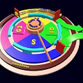 Colorful Spinning Wheel with Multiple Color Sections Pointer Jackpot Label and Arrows for Game Entertainment