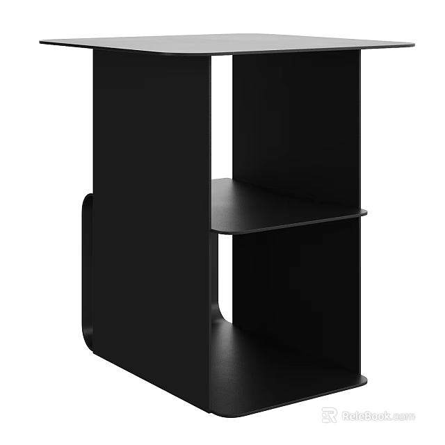 Modern Black Coffee Table With Sleek Geometric Design And Open Shelves 3d model