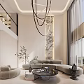 Modern Duplex Living Room with Fireplace and Pendant Lights