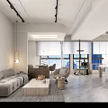 Modern Public Office Space With Open Layout Office Desks Sofa And Decorative Lighting