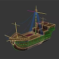 Ancient Wooden Sailing Water Vessel With Mast And Brown Hull Design