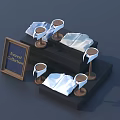 Display Shelf With Marinet Collection Wine Glasses And White Cloths On Stylish Tiered Stand