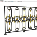 Wrought Iron Fence With Intricate Black And Gold Decorative Patterns And Ornate Designs