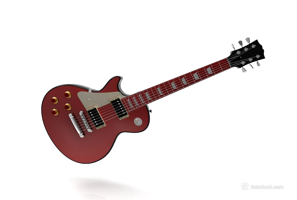 High Quality Red Electric Guitar With Stylish Metallic Finish For Music Enthusiasts 3d model 