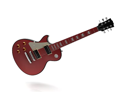 High Quality Red Electric Guitar With Stylish Metallic Finish For Music Enthusiasts 3d model