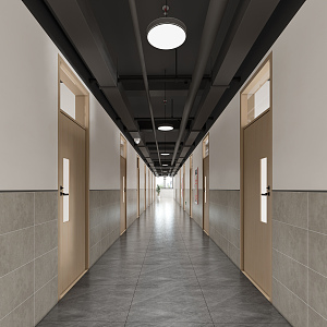 modern aisle school dormitory walkway 3d model