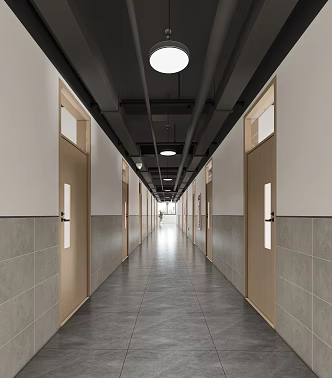 modern aisle school dormitory walkway 3d model