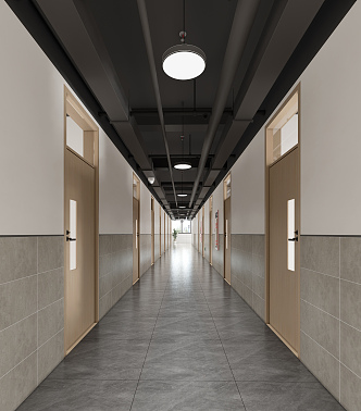 modern aisle school dormitory walkway 3d model