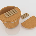 Wooden Foot Bath Bucket With Lid And Detachable Foot Scrubber For Home Use
