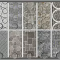 Various Floor Tiles Designs Featuring Geometric Circular Patterns And Stone Textures 3d model