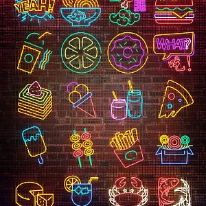 Neon Night Market Lighting Food Decoration Lights 3d model