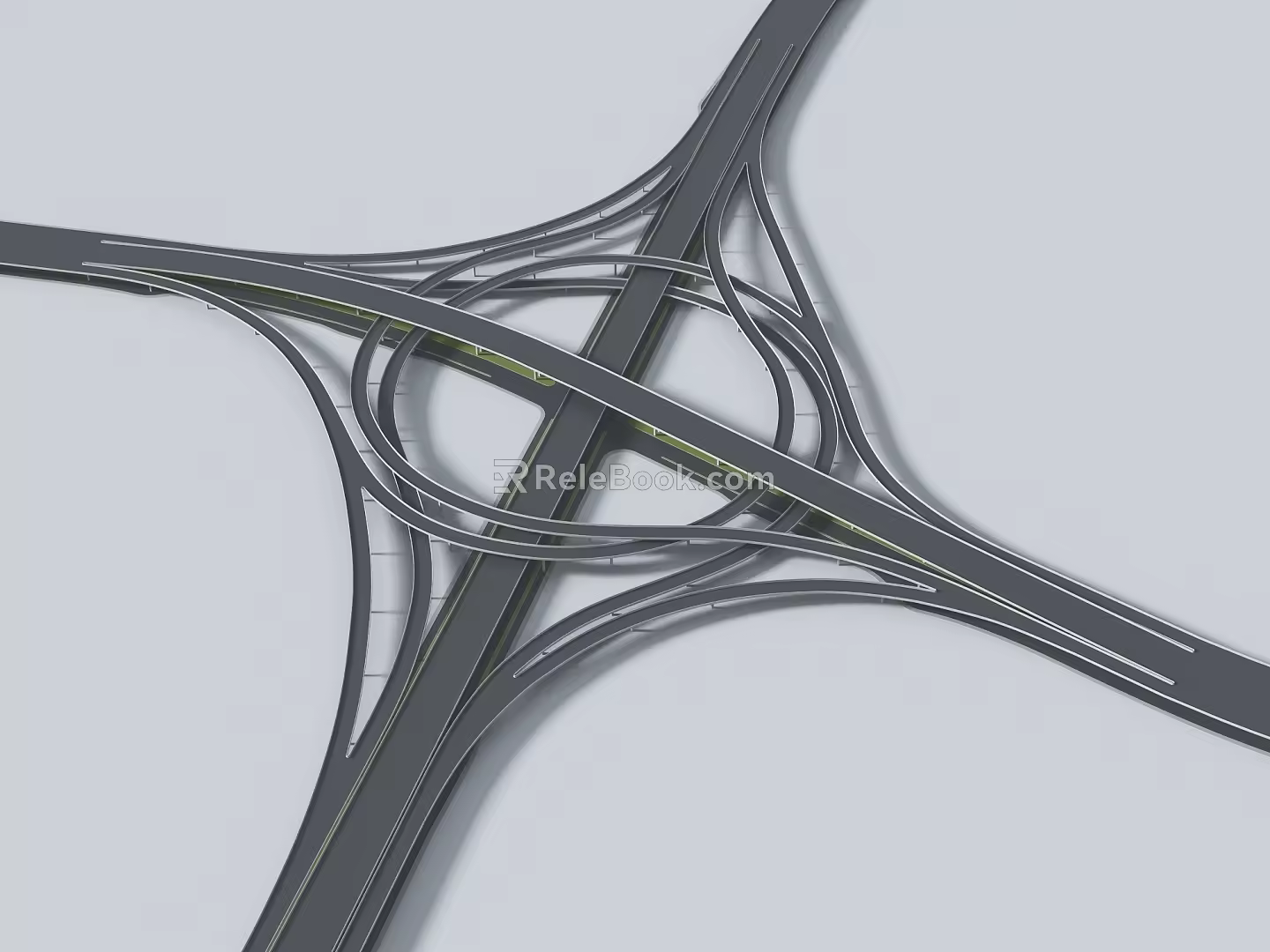 modern interchange viaduct transportation hub interchange 3d model