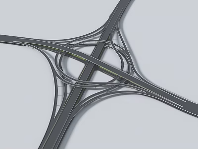 modern interchange viaduct transportation hub interchange 3d model
