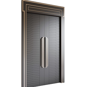 New Chinese style security door patio door double door 3d model