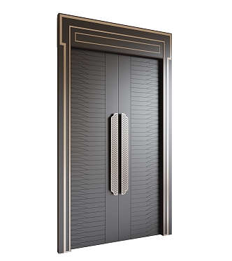 New Chinese style security door patio door double door 3d model