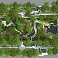 Scenic Urban Park Landscape With Lush Trees Curved Paths Green Lawns And Water Ponds