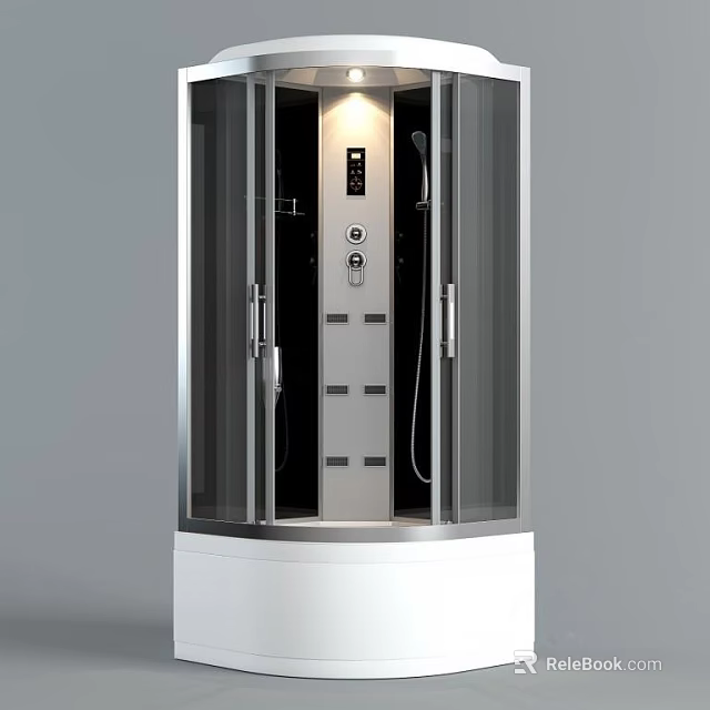 Shower Sauna Modern Design With Transparent Glass Door And Control Panel 3d model 