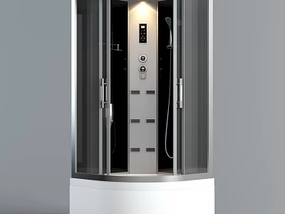 Shower Sauna Modern Design With Transparent Glass Door And Control Panel 3d model