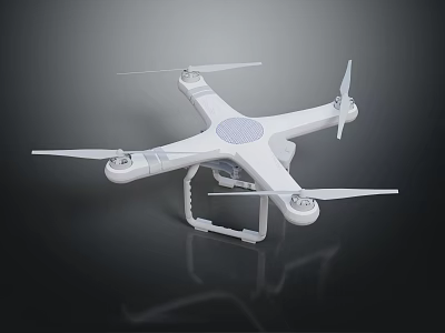 White Quadcopter Drone With Four Propellers And Landing Gear Design 3d model