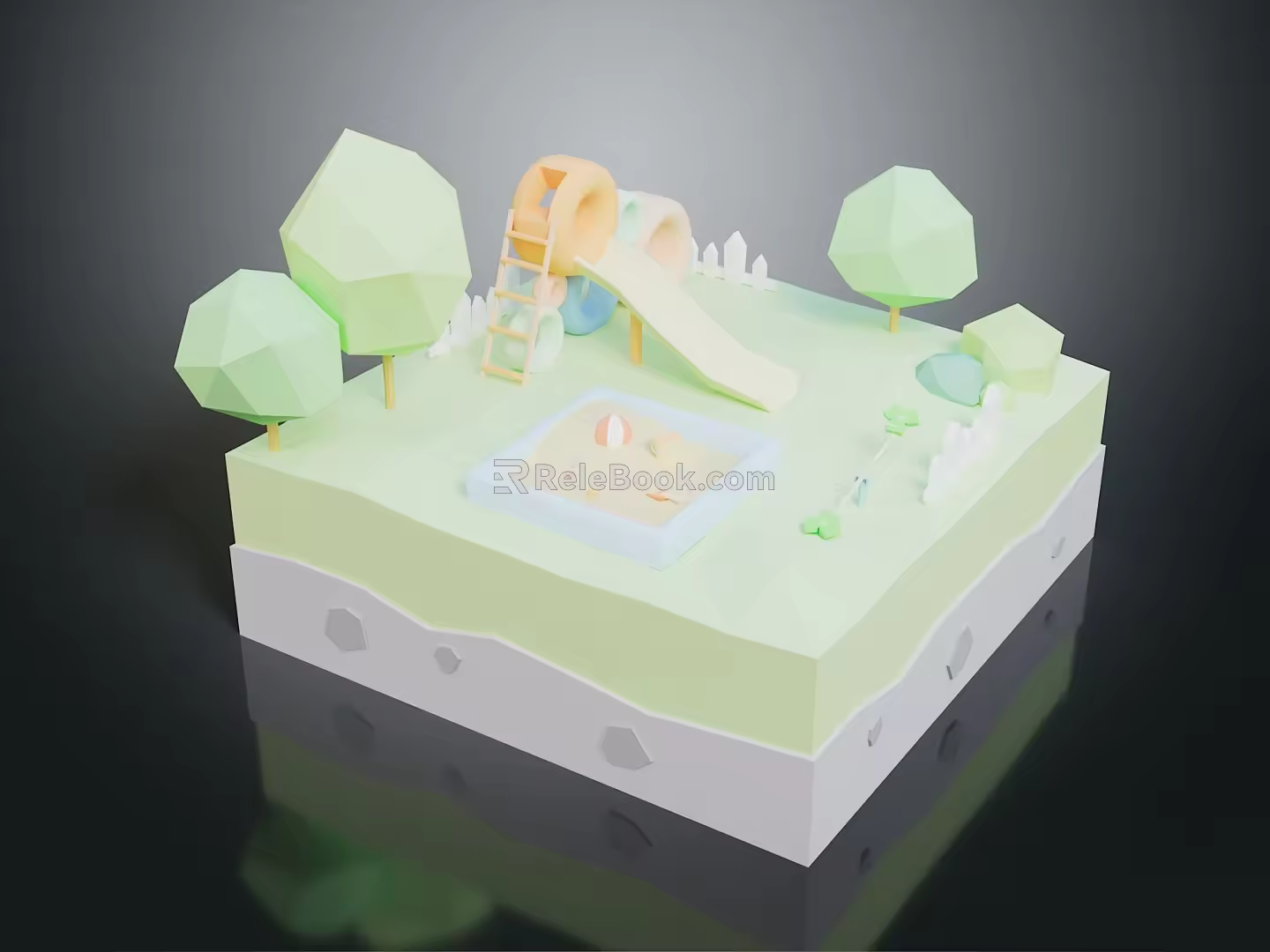 Cartoon Playground Cartoon Park Game Environment Game Scene Fairy Tale Magic Scene 3d model
