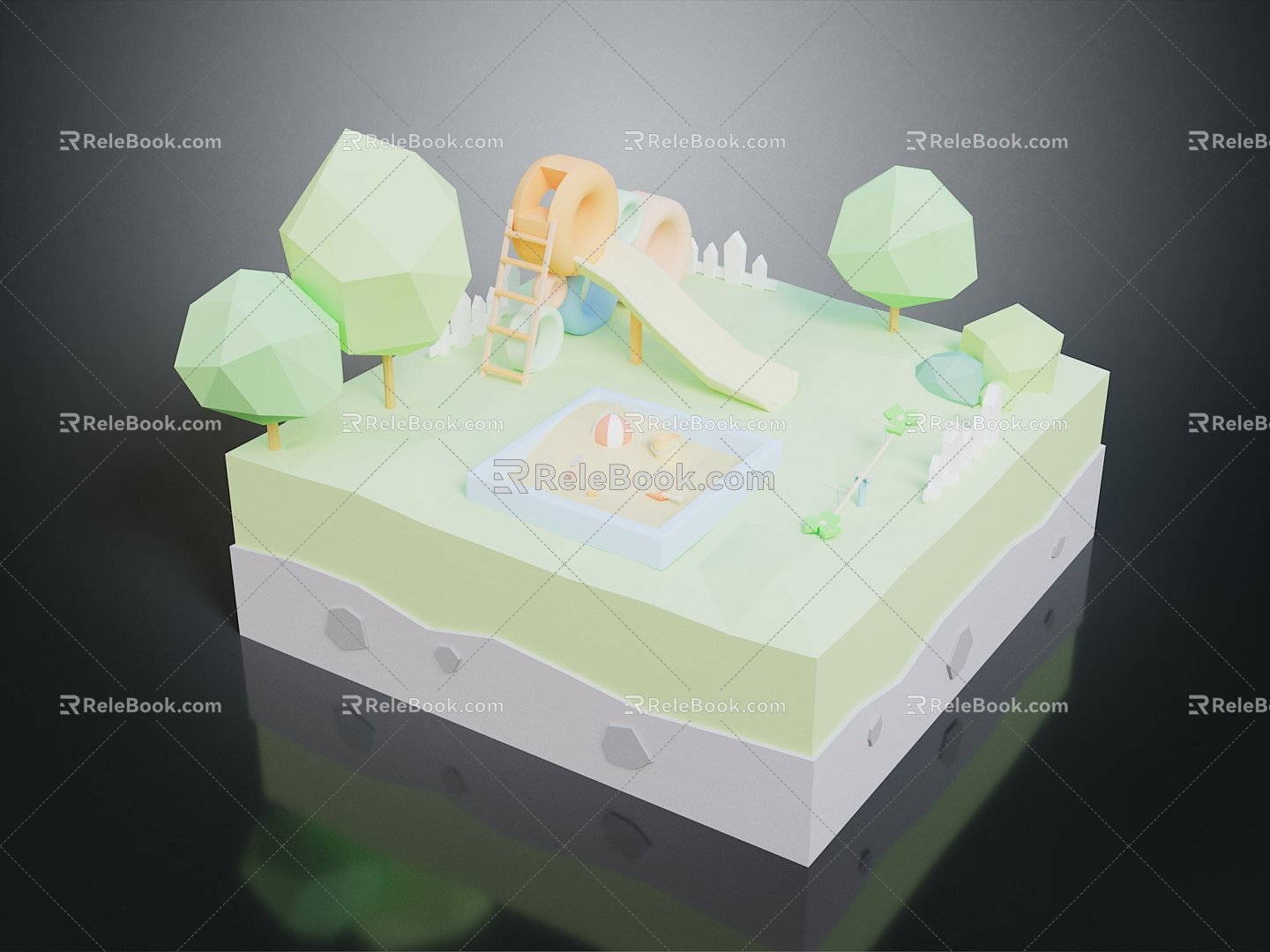 Cartoon Playground Cartoon Park Game Environment Game Scene Fairy Tale Magic Scene 3d model