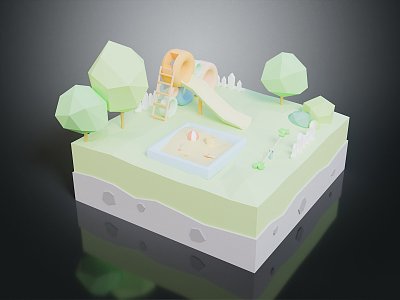 Cartoon Playground Cartoon Park Game Environment Game Scene Fairy Tale Magic Scene 3d model