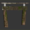 Rustic Weathered Outdoor Wooden Platform With Plank Surface And Mossy Legs