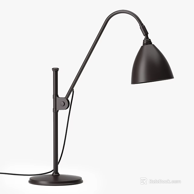 Dark Toned Floor Lamp With Adjustable Arm And Minimalist Design 3d model 