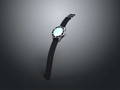 Modern Wrist Watch With Black Strap And Illuminated Round Dial Design 3d model