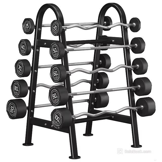 Sturdy Weight Dumbbell Storage Rack With Multiple Dumbbells For Gym Equipment 3d model 