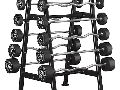 Sturdy Weight Dumbbell Storage Rack With Multiple Dumbbells For Gym Equipment 3d model