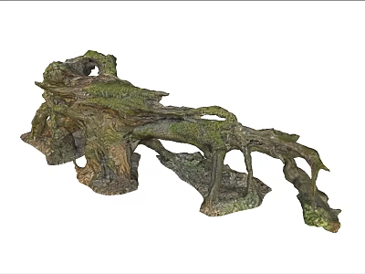 Rustic Natural Moss Covered Tree Root Decorative Ornament For Home Garden 3d model