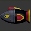 Stylized Missile Weapon With Silver Red Yellow Black Color And Pointed Head Design
