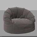 Round Gray Fabric Bean Bag Chair With Stitched Design For Comfortable Seating