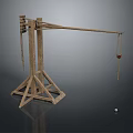 Wooden Ancient Mechanical Catapult With Tripod Base Long Arm And Sling