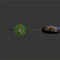 Colorful Game Movie Character With Green Umbrella Head Yellow Arms Red Claws And Straw Bag