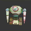 Cute Robot Character With Panda Face Mechanical Arms Tracked Legs And Round Body Design