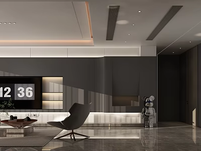 Modern Living Dining Room Interior With TV Wall Coffee Table And Comfortable Chair 3d model