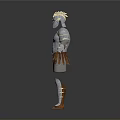 Silver Medieval Fantasy Warrior Armor With Golden Helmet And Brown Skirt