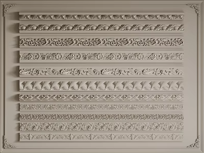 Various Decorative Gypsum Moldings With Intricate Architectural Designs For Interior Decoration 3d model