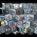 Cartoon Modular Scene With Multi Layered Rooms Ladders And Functional Spaces 3d model