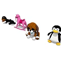 Assorted Cute Stuffed Animal Toys Including Black Puppy Pink Rocking Horse Brown Dog And Penguin