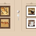 Four Stylish Photo Frames With Floral Fruit Art And HELLO Print On Light Wall